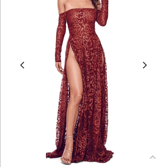 red glitter gown
